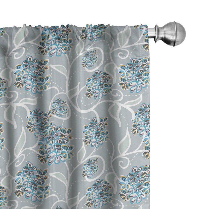 Floral Semi-Sheer Rod Pocket Curtain Panels, 28" x 63"