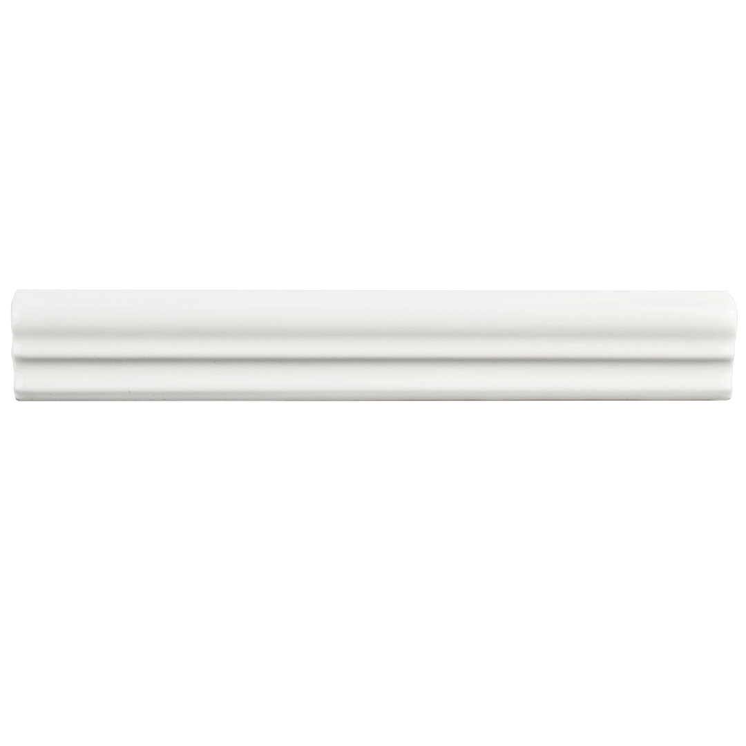 Blanco 1-1/4"x7-7/8" Ceramic Chair Rail Wall Tile Trim in Brillo Zen White (Set of 10) Merola Tile