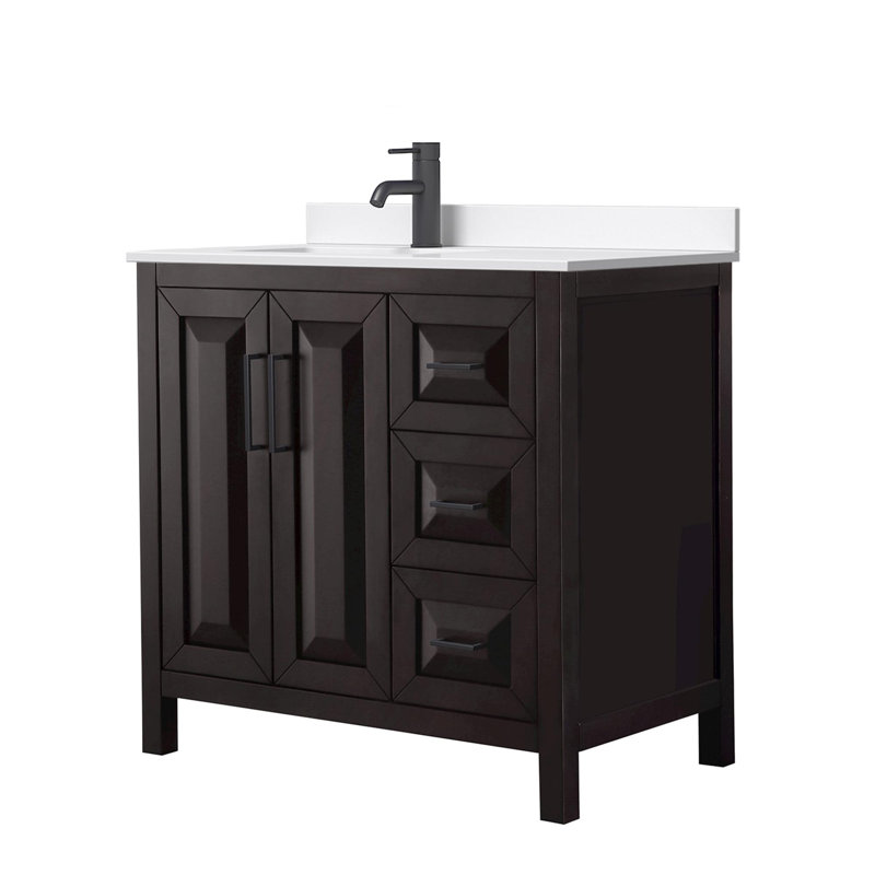 Daria 36'' W Vanity, Matte Black, Brown, Giotto Quartz