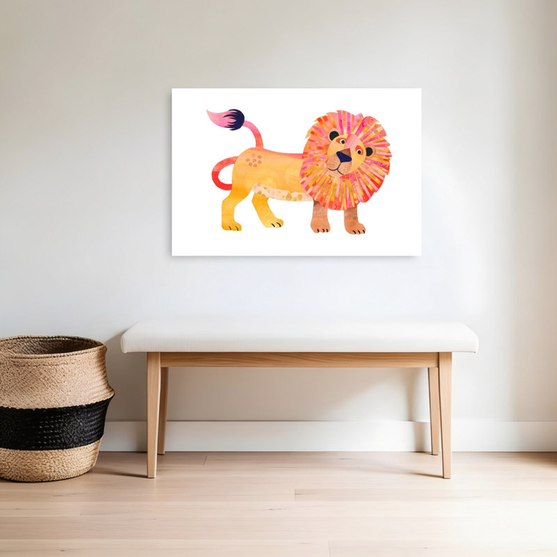 Joyeux lion, art mural contemporain, 24" H x 36" W