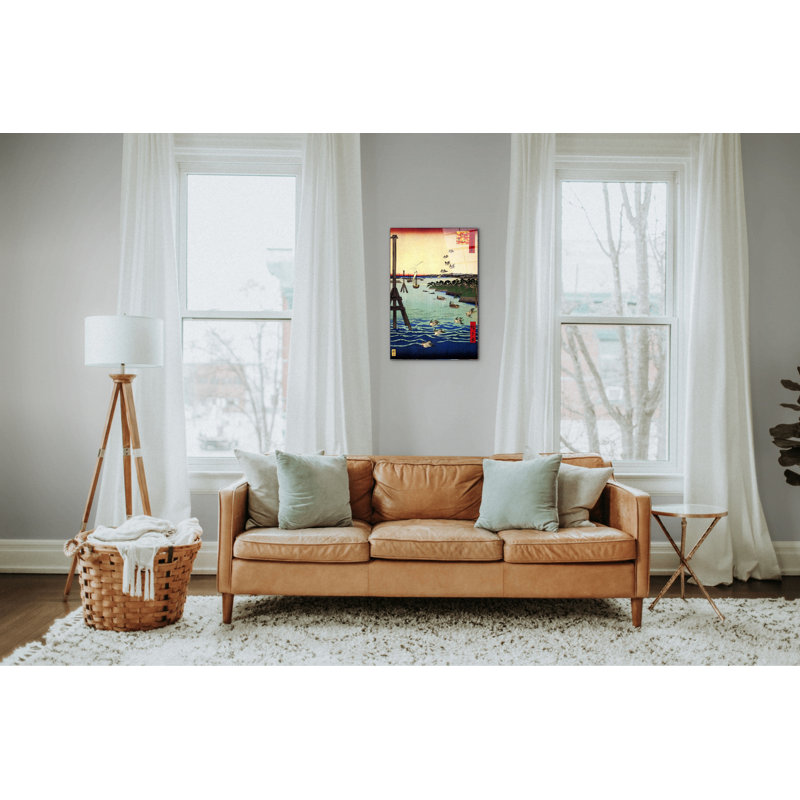 "View of Shiba Coast" by Hiroshige Utagawa 53×79.5 cm CrystalArt Acrylic Glass Effect, Lightweight Ready to Hang