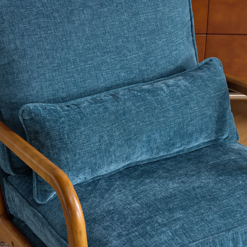 Fauteuil en chenille Mid-Century, Bleu