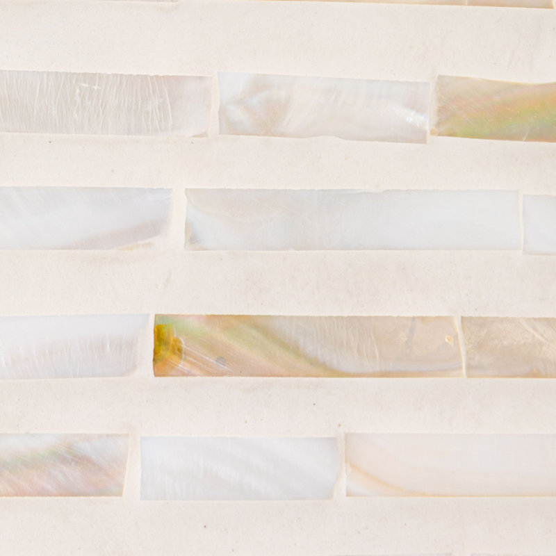 Reclaimed Wood and Mother of Pearl Waterfall Console Table, Off White