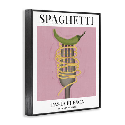 Spaghetti rétro sur fourche, estampe numérique, conception par Véronique Charron