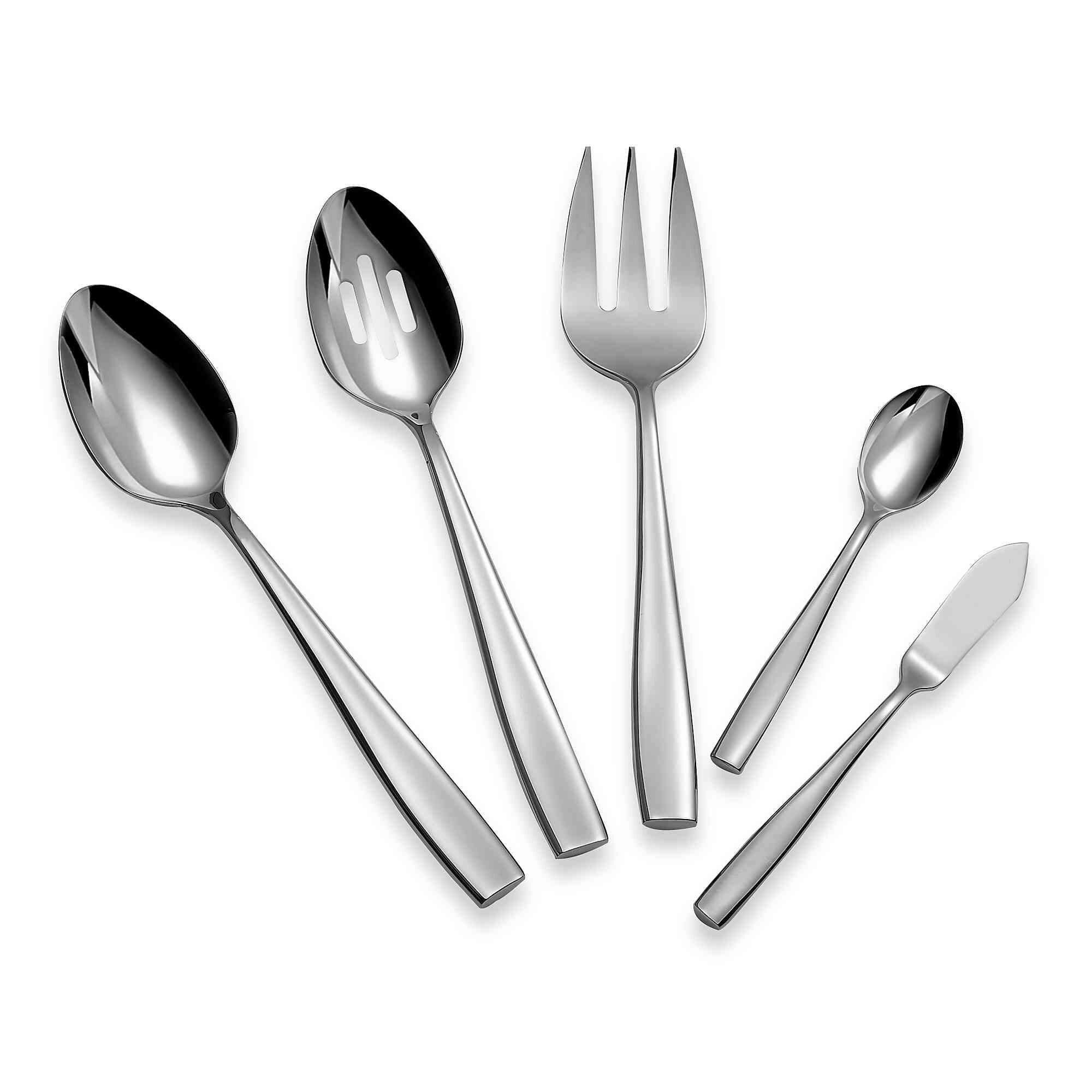 Silverware Set with Serving Pieces, LIANYU 48-Piece Flatware Set Service  for 8, Stainless Steel cutlery Eating Utensils, Mirror