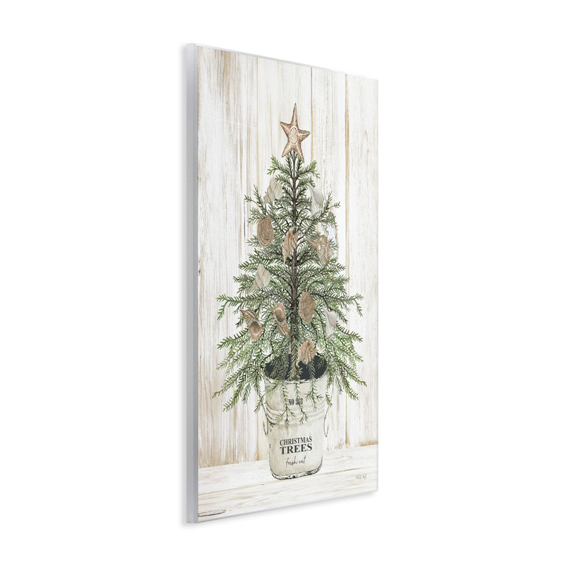 «Rustic Seashell Christmas Tree» par Cindy Jacobs - impression sans cadre sur panneau de fibres à densité moyenne