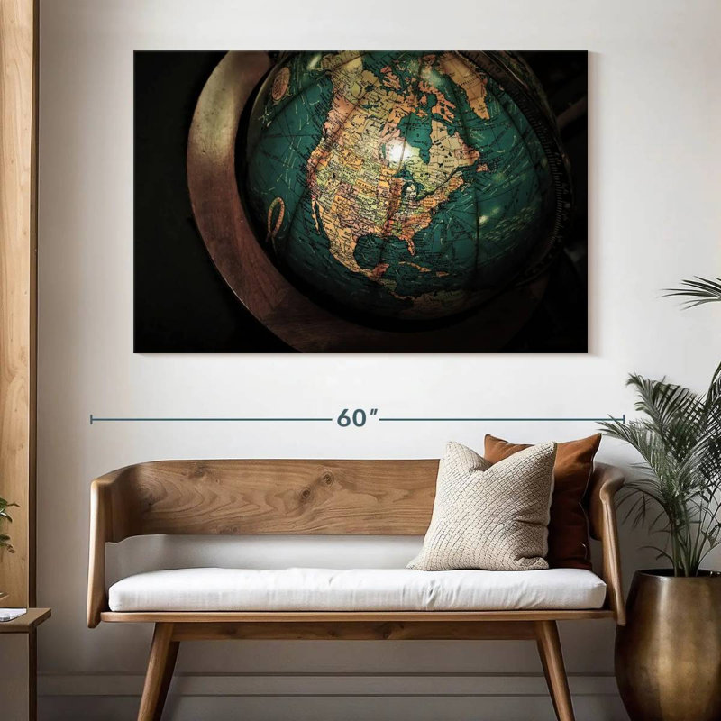 Carte rétro du globe Aliaz, H 34 po x l 51 po
