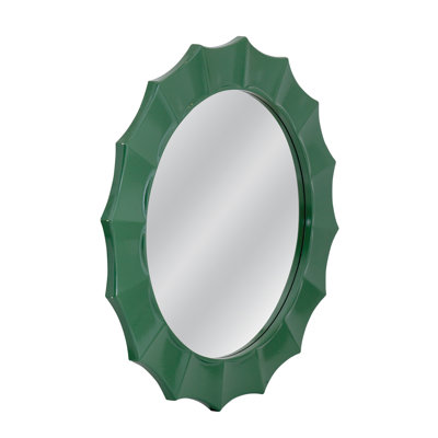Green Altair Round Wall Mirror with Curved Frame – Modern Elegant Décor