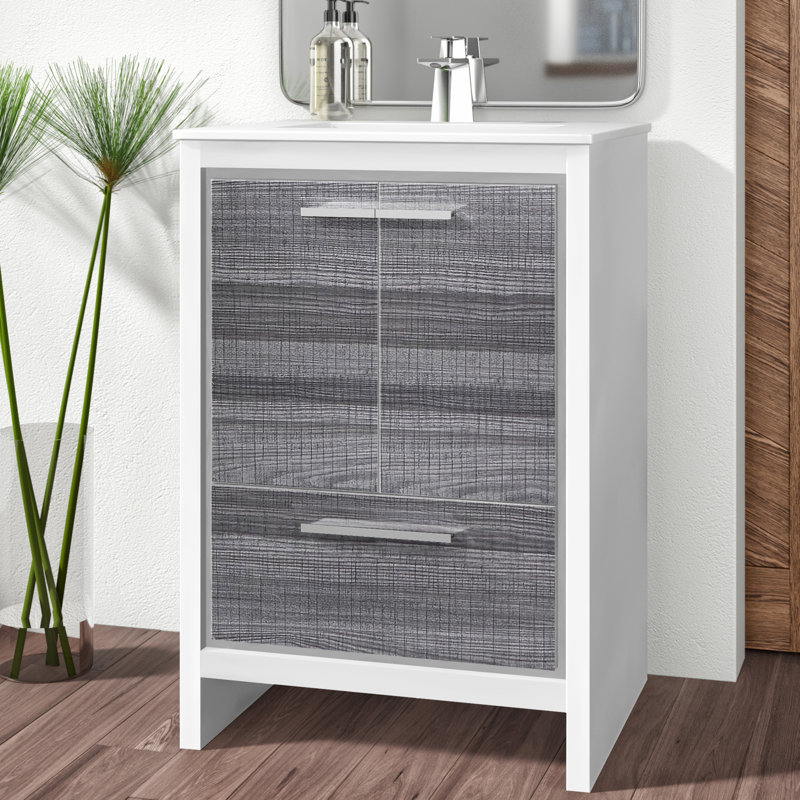 Ensemble de meuble-lavabo simple 23 po Meraris, Gris cendré