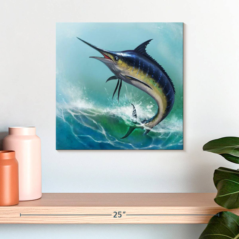 Crowle Blue Marlin Painting, H 16 po x l 16 po