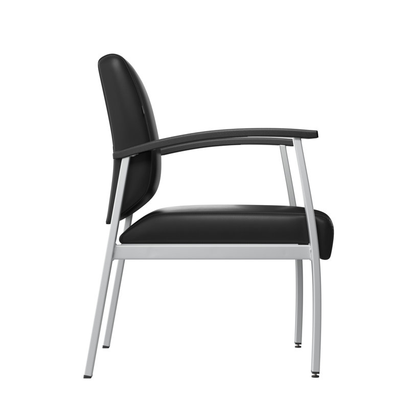 Black Vinyl Mid-Back Waiting Room Chair with Metal Frame