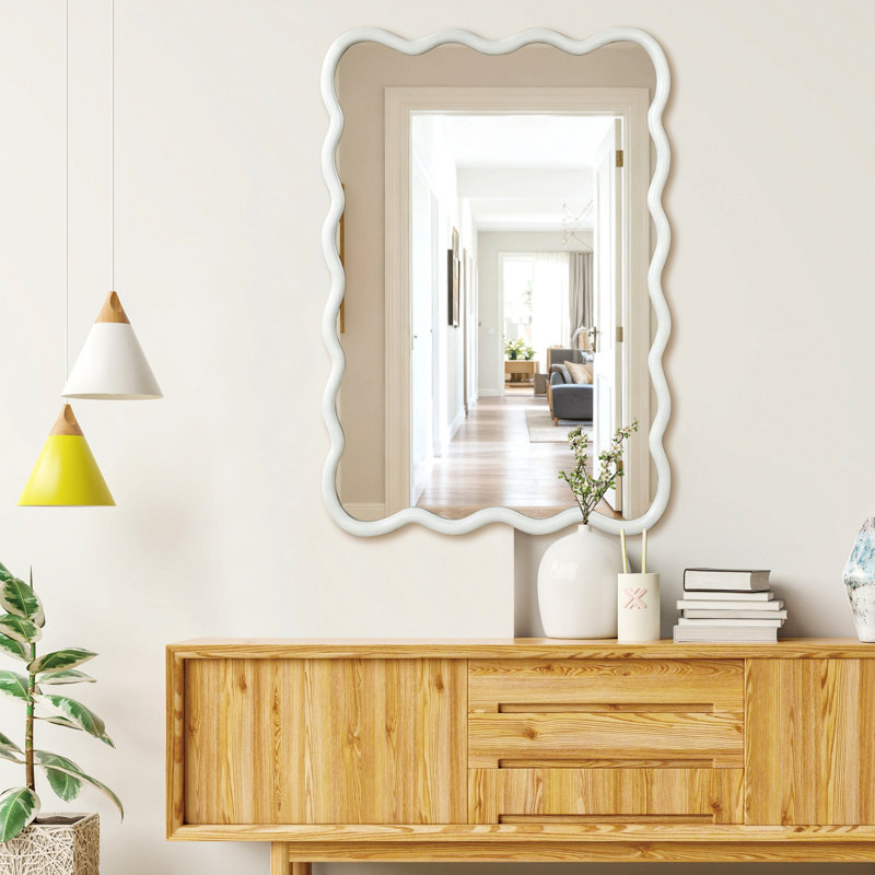 Miroir décoratif de couleur blanche 24 po x 36 po, H 36 po x l 24 po, Blanc, Rectangulaire