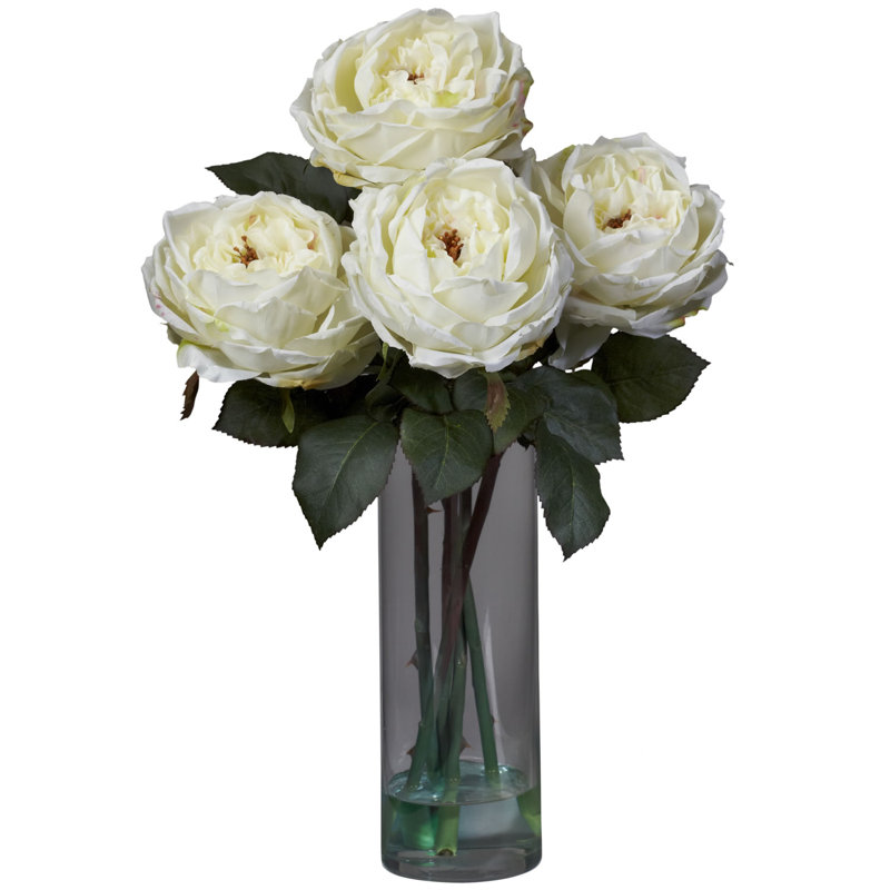 Pièce maîtresse à roses fantaisie en vase, Blanc