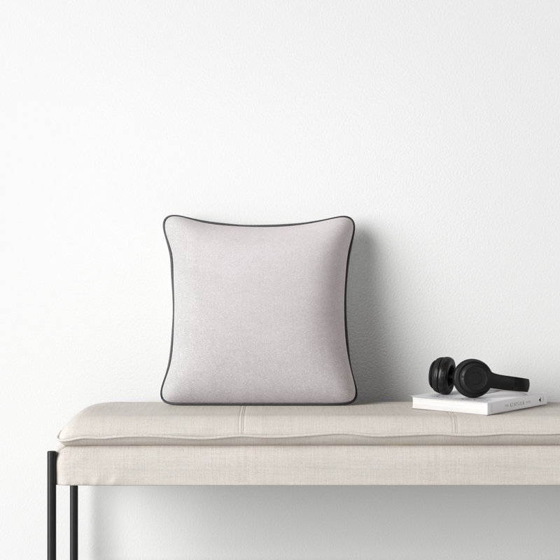 Lombard Wool Blend Reversible Throw Pillow, Light Gray/Charcoal, Down, 20" x 20"