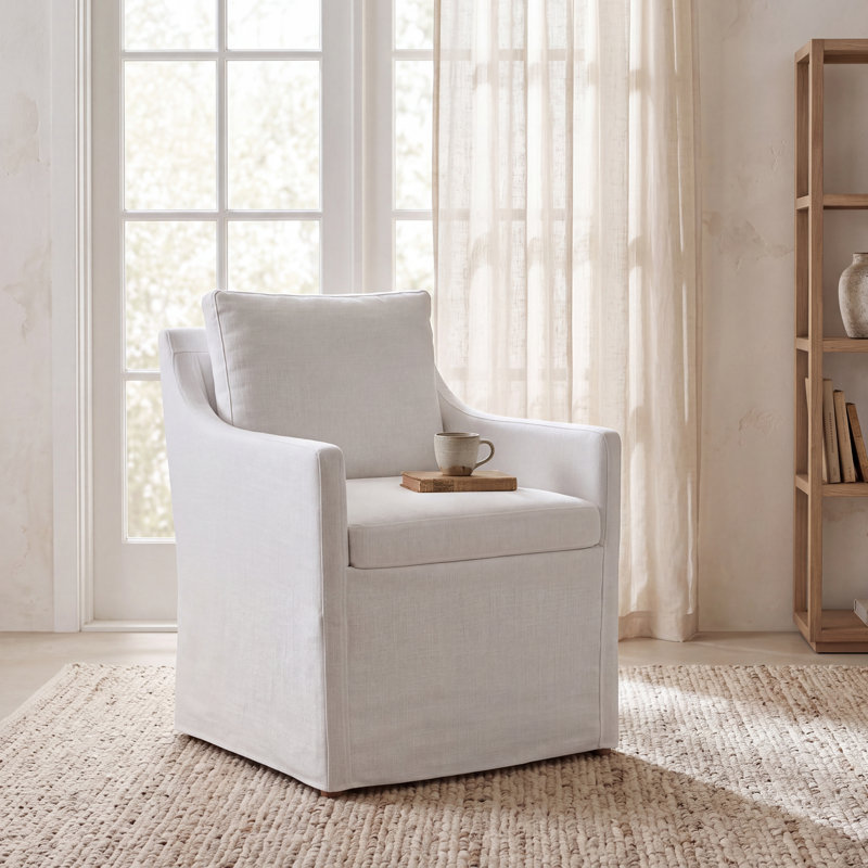 Fauteuil rembourré en lin, Beige