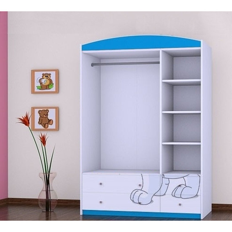 Wing 3 Door Wardrobe, Blue