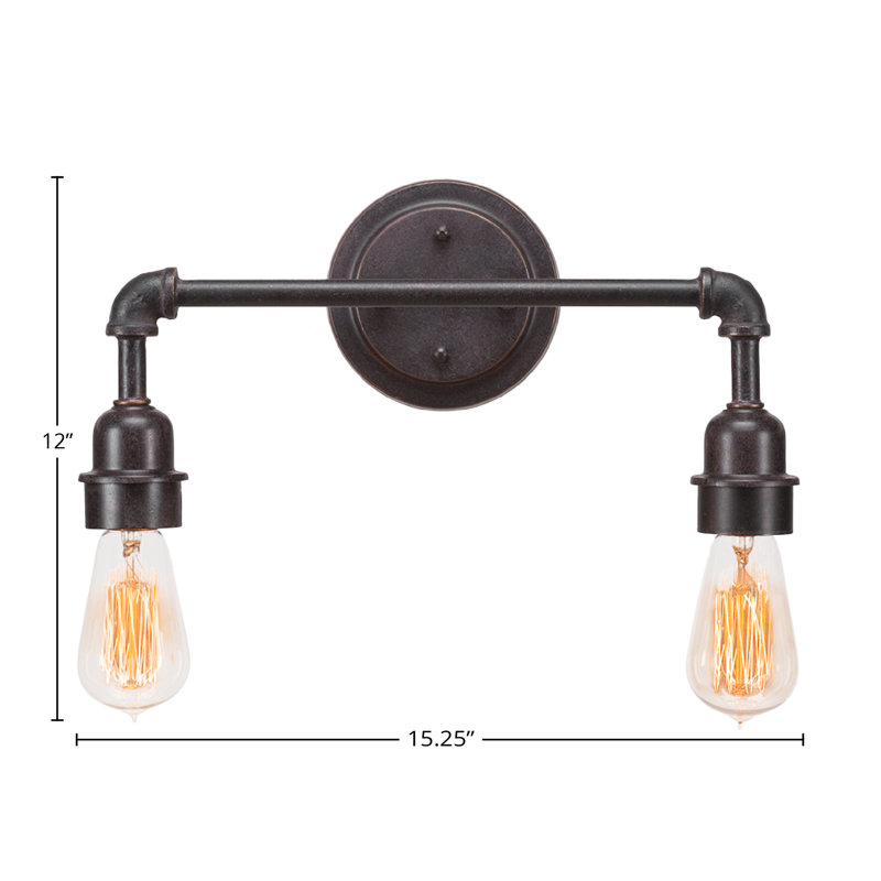 Eilif Vintage 2 Light Bath Bar with 60 watt Amber Antique Bulb, Dark granite