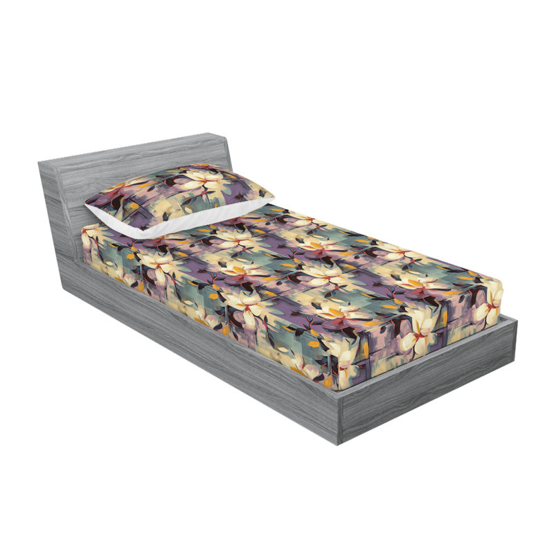 Drap-housse et taies décoratives 3 pièces Ambesonne, Ensemble de draps pour lit simple avec 1 taie d'or