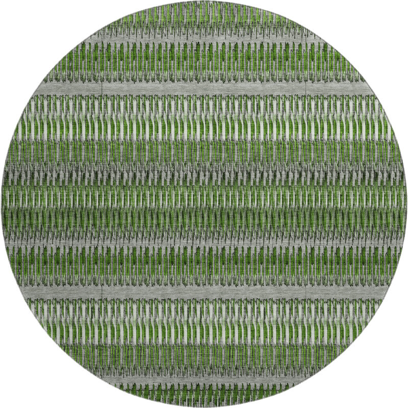 Premium Machine Washable Cerrito AMF589 Green Rug, Round 8'