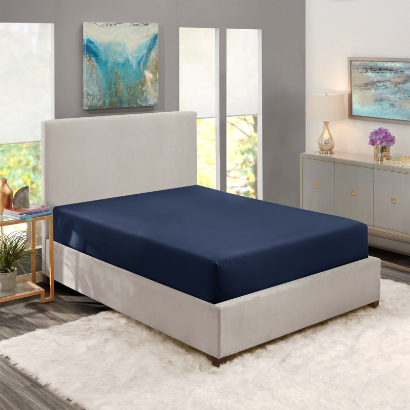 Javiyon Flannel Brushed Fitted Sheet, Double, Navy