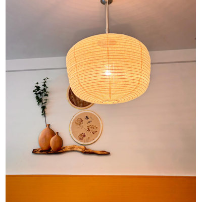 Large Fabric Lampshade Beige Hanging 20INCH Linen Pendant Lamp Shade Can Replace Paper Lanterns,Hanging Cloth Lantern Handmade Minimalist Decorations Suitable For Living Room, Hallway