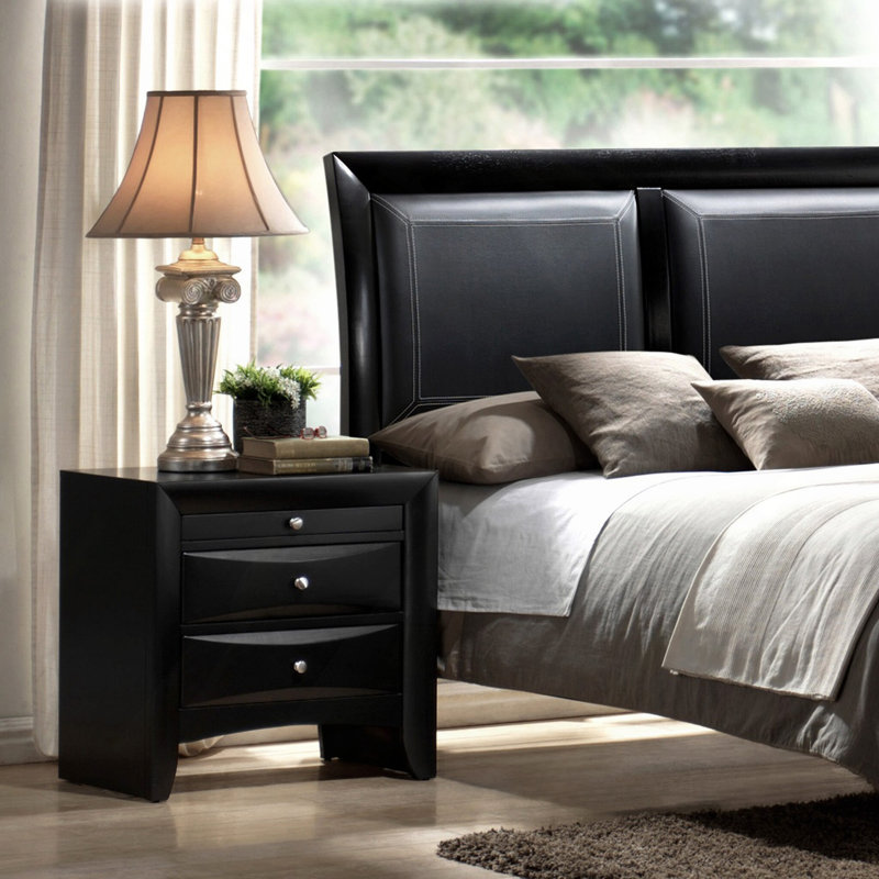 Transitional Nightstand With Drawer, Black