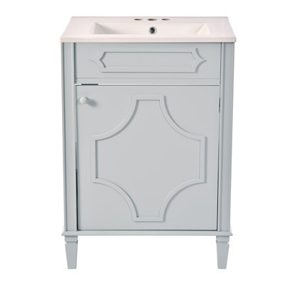 Meuble-lavabo autoportant moderne 24 po avec lavabo en céramique