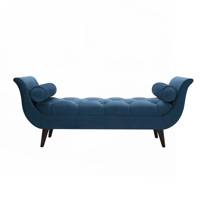 Lucien Upholstered Bench, Navy Blue, Black