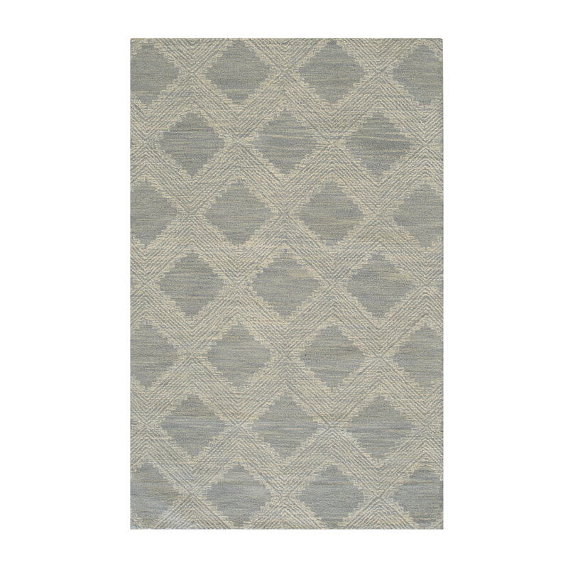 Tapis bleu clair en laine touffeté à la main Chloe Quinn, Rectangle de 5 pi x 8 pi