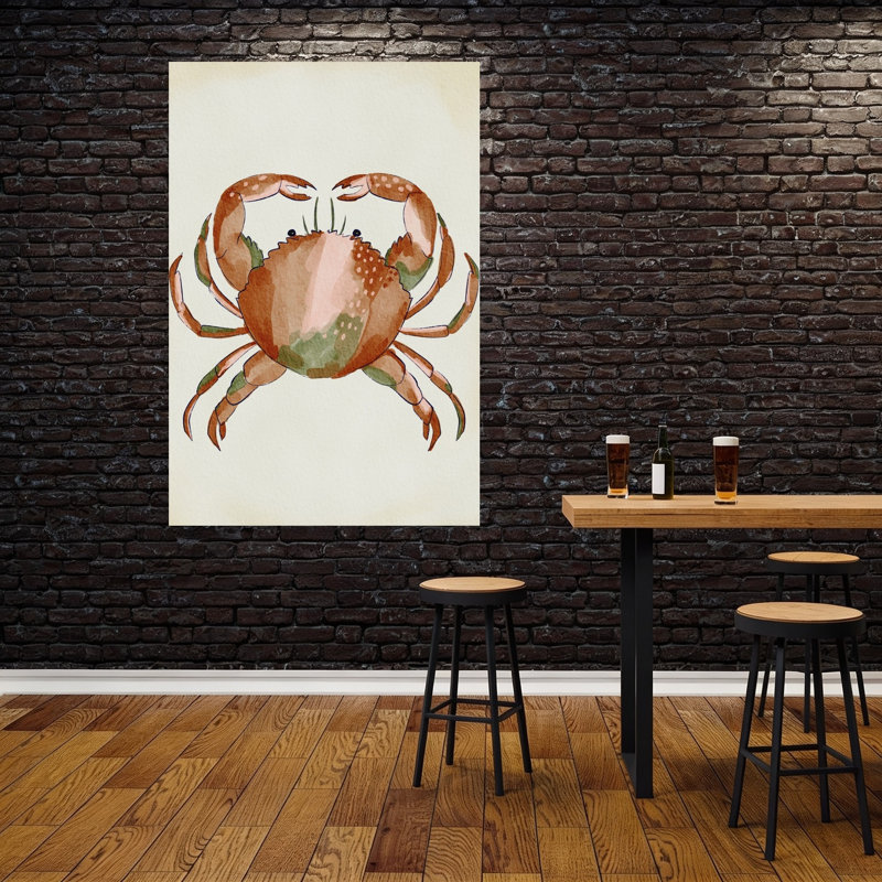 Aquarelle, crabe, coquillages, crabe