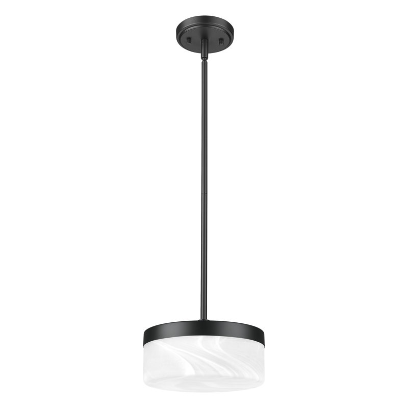Luminaire suspendu 1 lumière noir mat 9,25 po Renaud, Noir mat