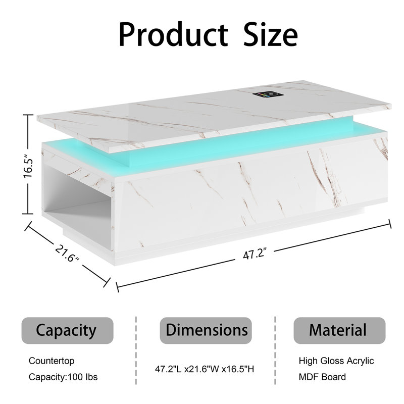 Table basse Kamarious, Blanc