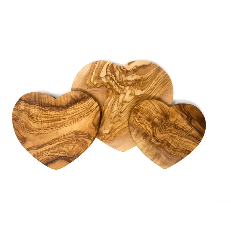 Mulford Olive Wood - Handmade Heart Shaped Boards, 21 cm