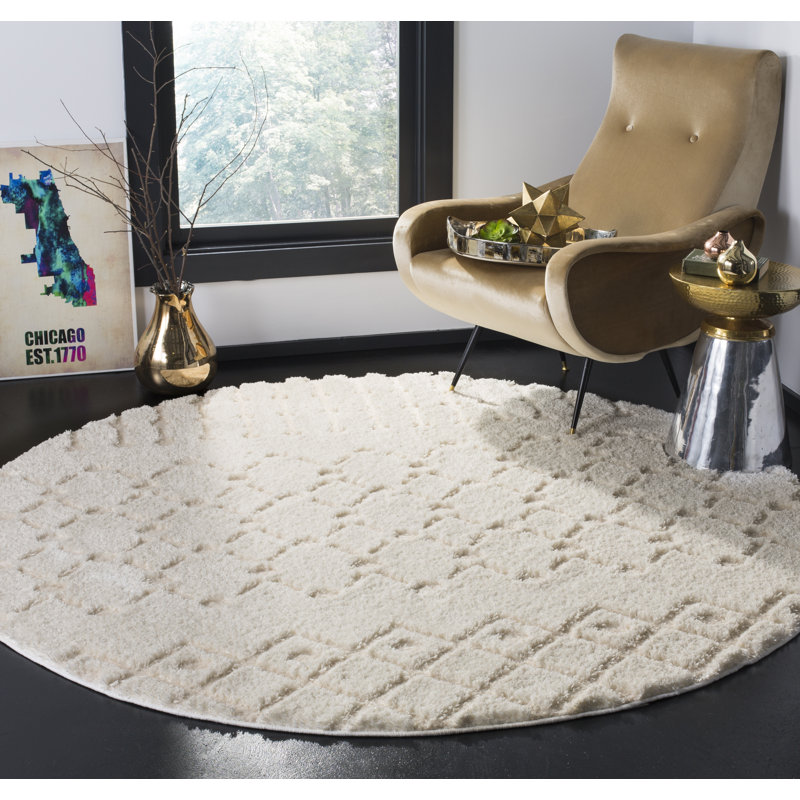 Burnvale Shag Performance Geometric Rug, Round 6'7"
