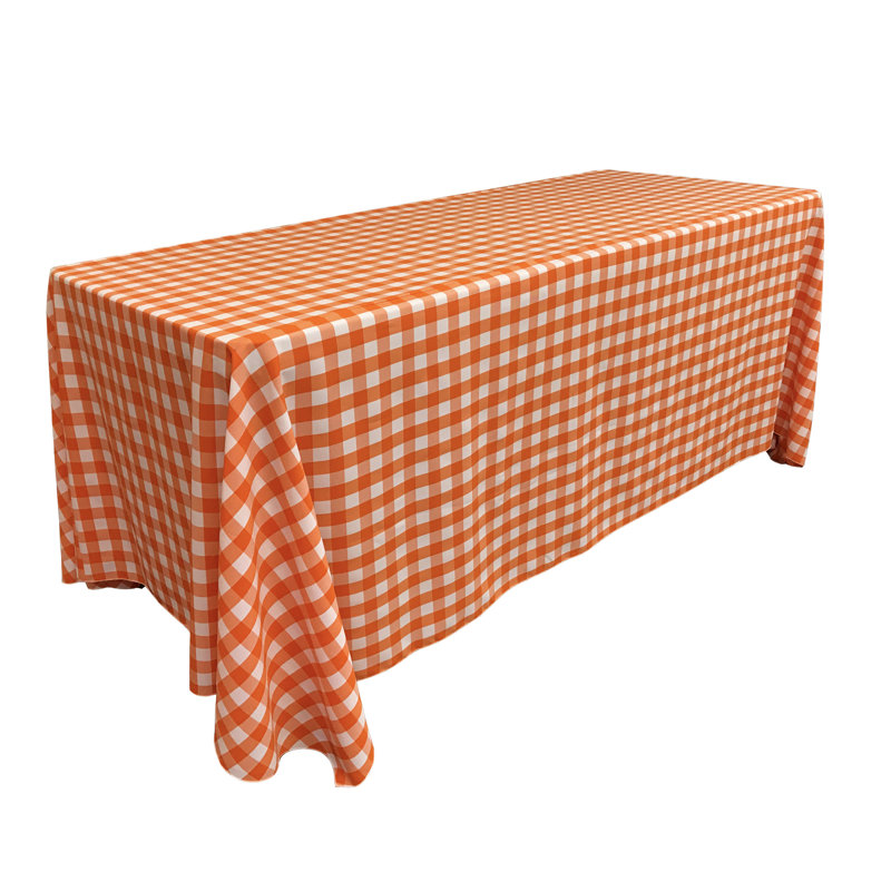 Gingham Tablecloth, 132" x 90", Orange