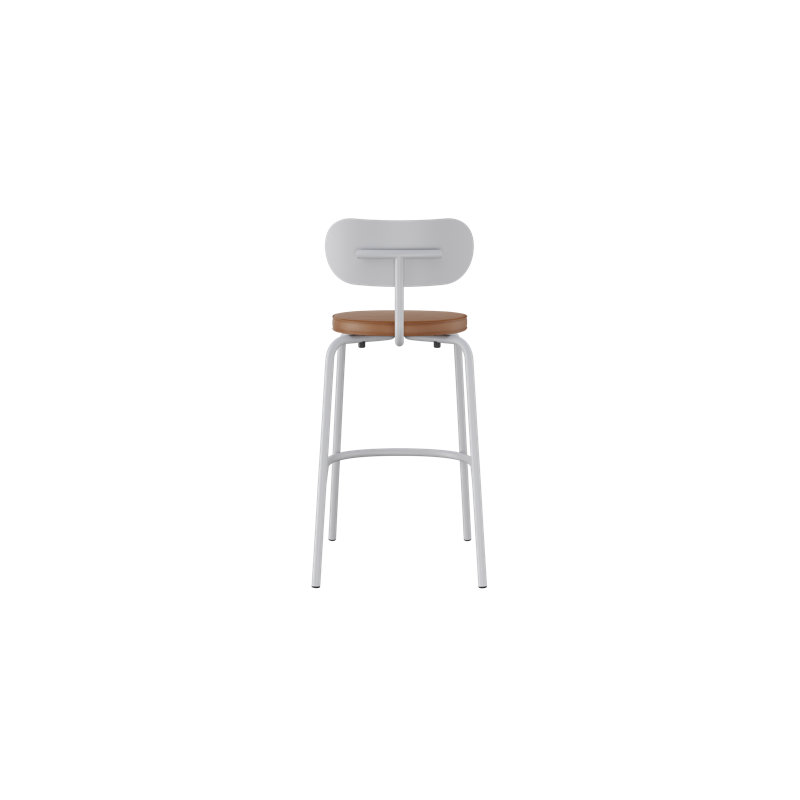 Khylia Upholstered Bar Stool, Tan Seat/White Aluminium Base