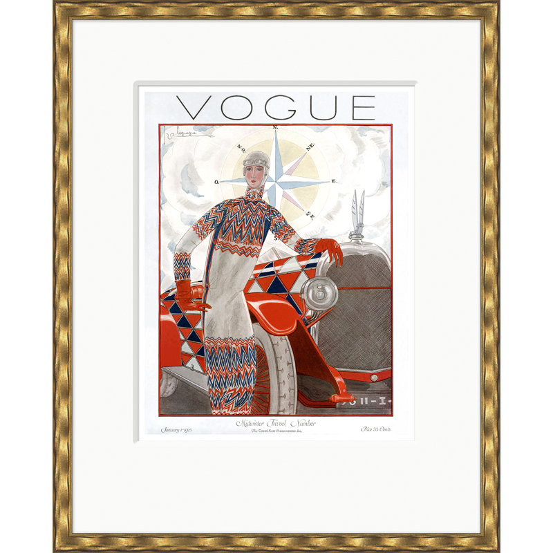 Vogue Cover, Midwinter Travel, Georges Lepape, January 1, 1925 Print by Georges Lepape, Gold