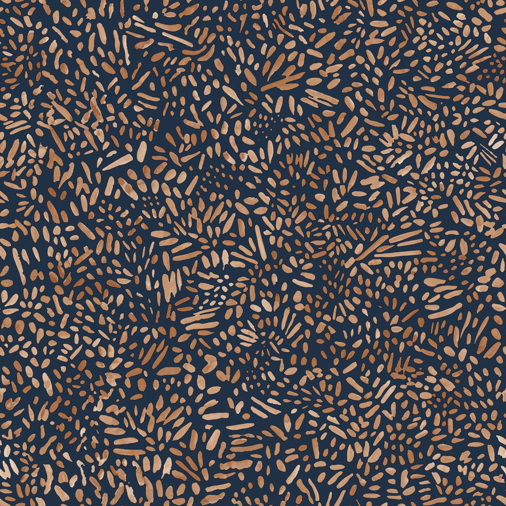Brushstroke Garden Peel and Stick Wallpaper, Toasted Almond and Navy