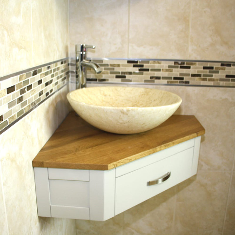 Javen 550 mm Single Vanity with Vessel Basin, Grey, White Marble Basin