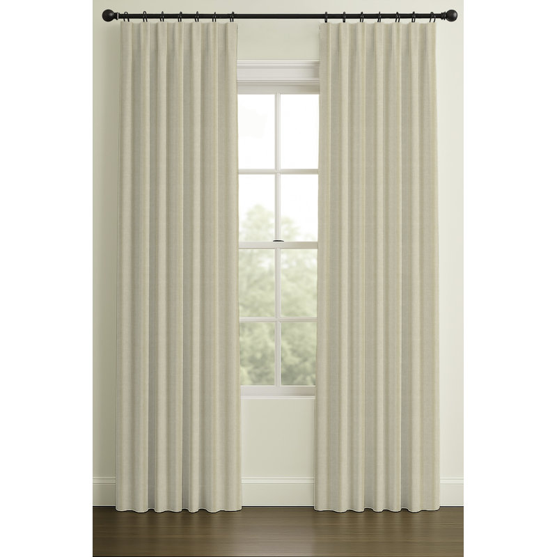 Rayures en jacquard moderne à plis inversés et doublure simple, L 33 po x L 84 po, Crème