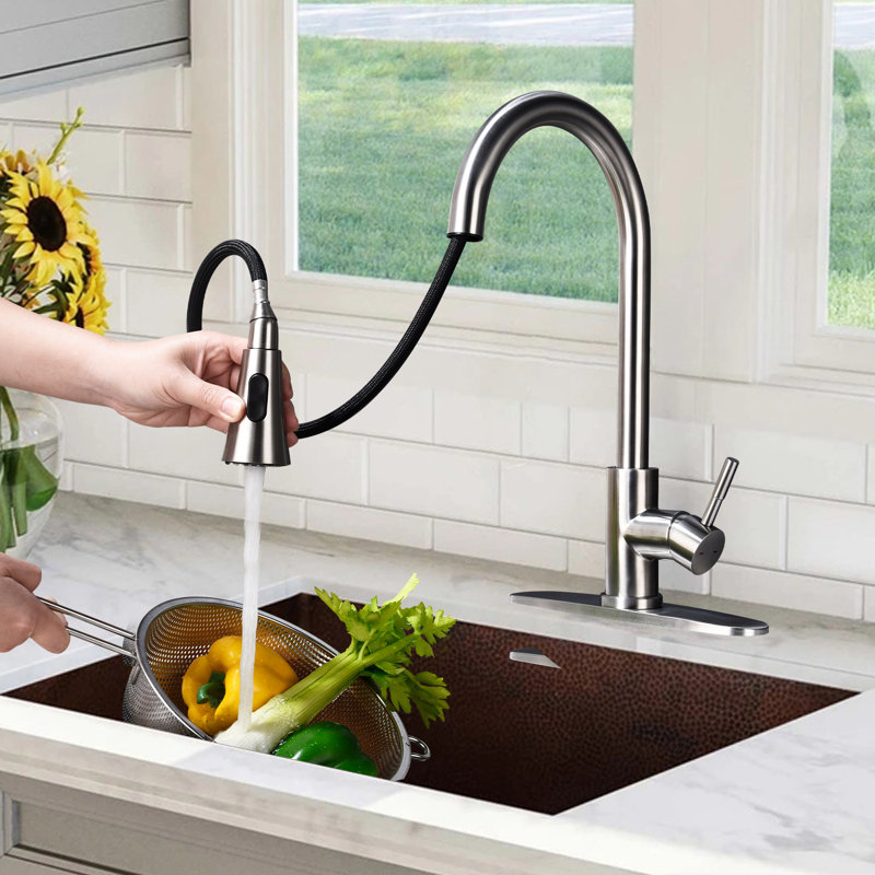 Interbath Pull Down Kitchen Faucet, Brushed Nickel