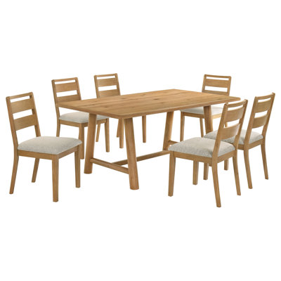 Duncan 7-Piece Rectangular Wood Dining Table Set Washed Oak