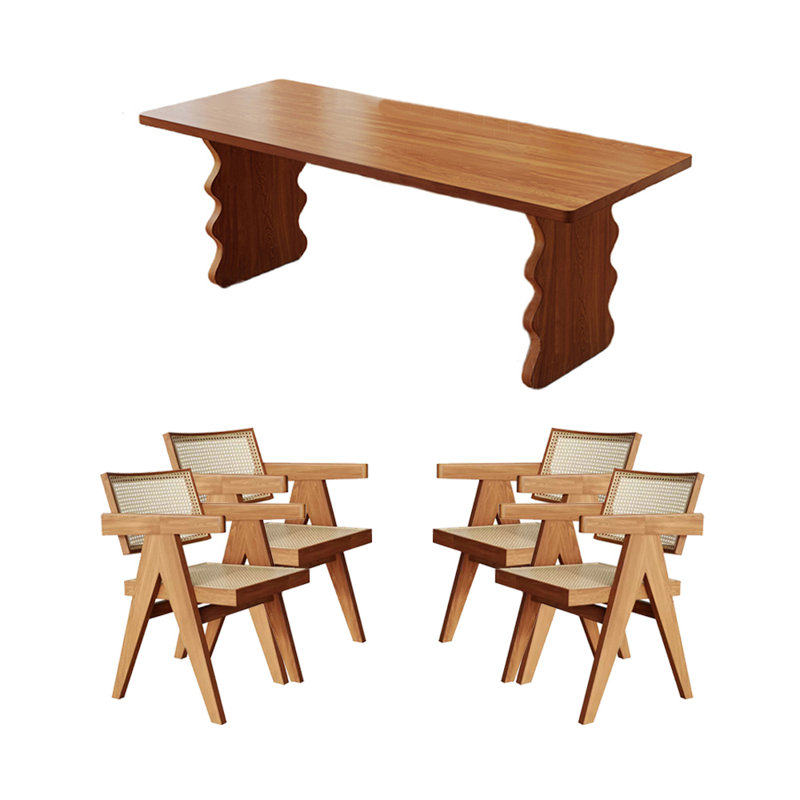 4 - Person Solid Wood Solid Wood Top Double Pedestal Dining Set, 29.53"H x 62.99"L x 31.5"W