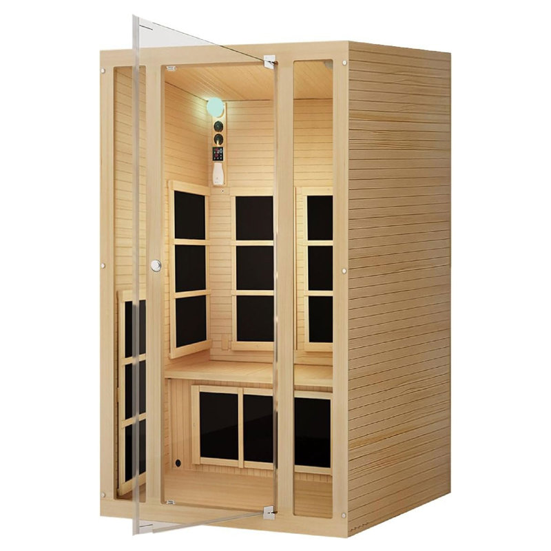 JNH Lifestyles Joyous 2 Person Indoor Home Infrared Sauna with Chromotherapy Light