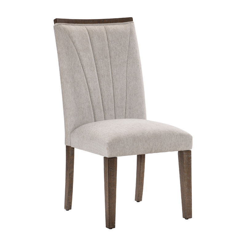 Ensemble de 2 chaises de salle à manger Olia, polyester gris, pieds droits en bois