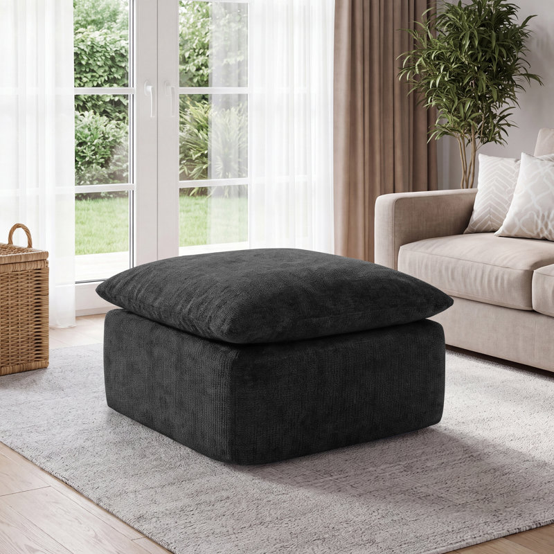 Pouf modulaire à compression pour canapé d'angle, repose-pieds moderne en chenille avec ressorts ensachés, livré en rouleau, sans montage, pour salon, gris foncé