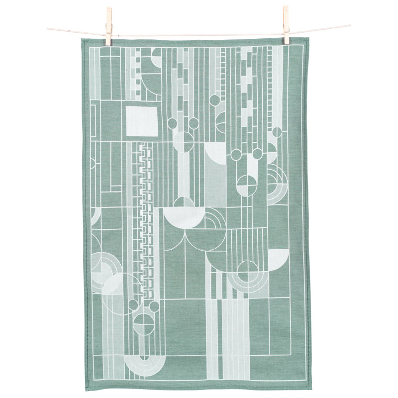 Frank Lloyd Wright Green Cotton Jacquard Kitchen Towel Set