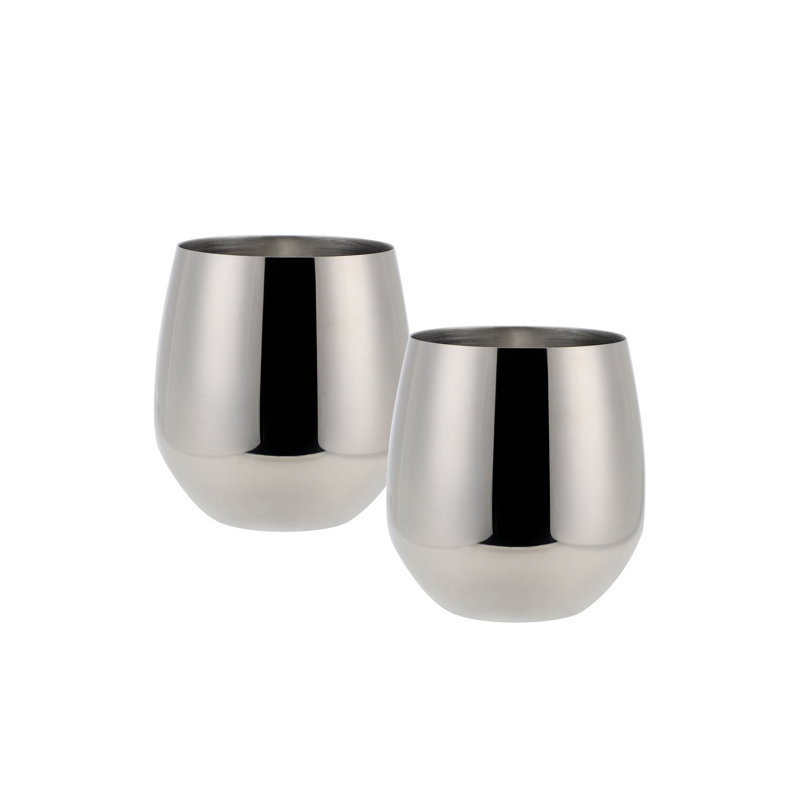 Echtwerk Weingläser, Rotweingläser, Trinkbecher aus Edelstahl, Bruchsichere Gläser, 500 ml, Silver