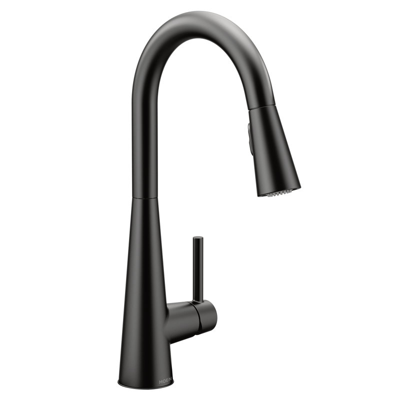 Moen Sleek Pull Down Single Handle Kitchen Faucet with Power Boost Technology and Duralock, Matte Black