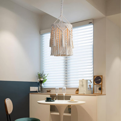 Boho Lamp Shade,Boho Hanging Lamp Handmade Macrame Lamp Shade Plug in Pendant Light